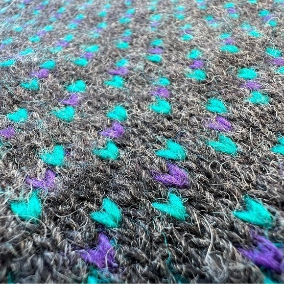 L.L. Bean Vintage Sweater Birdseye Norwegian Ragg Wool Men’s XL Gray Purple Teal - Picture 3 of 10